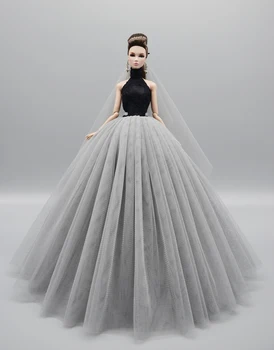 1 Vnt Princesė Rankovėmis Lėlės Kilnus Vestuvių Suknelė Vakare Šalies Nešioja Nėrinių Suknelė Drabužius Barbie Lėlės Priedai 084E