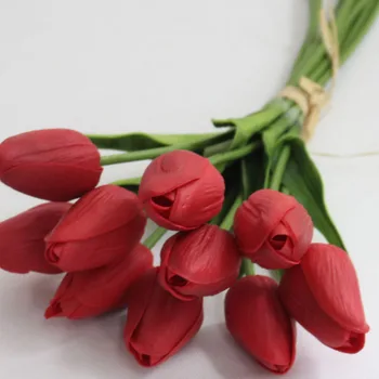 10 Vnt grožio Nekilnojamojo touch gėlės latekso Tulpės Dirbtinių gėlių Puokštė Netikrą gėlių nuotakos puokštė papuošti gėlės vestuvėms Nuotrauka 2