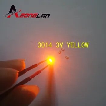 100vnt 3014 SMD LED Lustu geltonos spalvos Itin Ryškios 0,1 W 6-8LM 3V 30mA Paviršinio montavimo Chip Šviesos Diodų Lempos SMD3014 LED Granulių