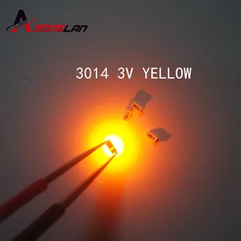 100vnt 3014 SMD LED Lustu geltonos spalvos Itin Ryškios 0,1 W 6-8LM 3V 30mA Paviršinio montavimo Chip Šviesos Diodų Lempos SMD3014 LED Granulių Nuotrauka 2