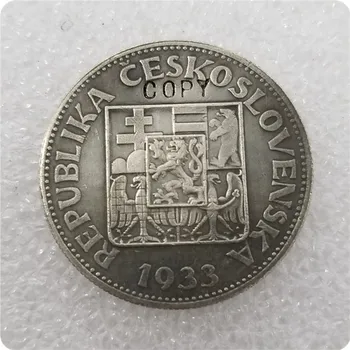 1933 m. Čekoslovakija 10 Korun Monetos KOPIJA Nuotrauka 2