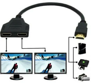 1PC HDMI Suderinamus 2 Dual Port Y Splitter 1-2 Iš Keitiklio Kabelį HD 1080P Vyrų Dvigubai Moterų Adapterio Kabelis Nuotrauka 2