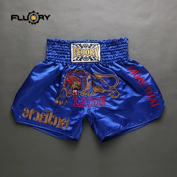 2017 m. naujo dizaino muay thai šortai fluory kova bokso šortai liūto dizaino kick bokso šortai