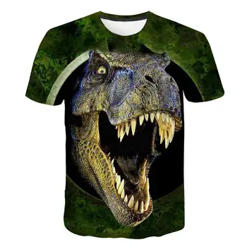 2021 Juros periodo Pasaulyje Sumažėjo Karalystės Kietas Dinozaurų Galvos 3D Print T shirt Berniukų ir mergaičių Hiphop Tee Marškinėlius Berniukas spalvos Drabužius Lašas Nuotrauka 2