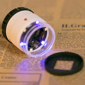 30X Nešiojamą Cilindro didinamasis stiklas+LED UV Papuošalai Padidinti Loupes Nešiojamų Skaityti Laikraštį Didinamojo Stiklo Apšvietimas Loupe