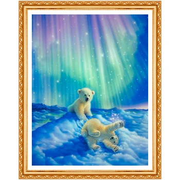3d Full Diamond Siuvinėjimo Namų Dekoro Deimantų Tapybos Įdėti Nuotraukų Aikštėje Gręžimo Šiaurės Pašvaistė polar bear Kūdikiui