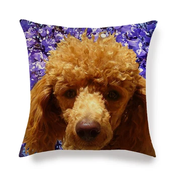 45cm*45cm Pudelis šuo lino/medvilnės mesti pagalvių užvalkalus sofos pagalvėlė padengti namų dekoratyviniai pagalvių užvalkalus