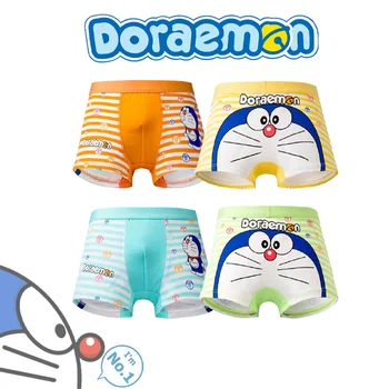 4pcs/set Doraemon Grynos Medvilnės Berniukai Boksininkas Trumpikės Vaikų Kelnaitės Jaukus Animacinių filmų Apatiniai Viduryje Maži Vaikai Panty Berniukas Šortai