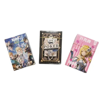 54 Vnt/set Anime Genshin Poveikio Klee Kamisato Ayaka Pokerio Kortas, Popieriaus Žaislas Žaisti Kortele Šalies stalo Žaidimas Dovanų Kolekcija