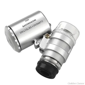 60X Mini Didinamojo stiklo, Mikroskopu UV Juvelyras Loupe valiutos Detektorius su LED Šviesos F25 21 Dropshipping