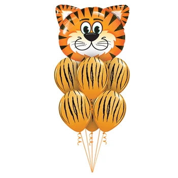 7pcs/daug Tigras Zebra Karvė Gyvūnų Galvos Oro Helio Lateksiniai Balionai Vaikai Dovana Gimtadienio Dekoro Zoologijos sodas Temą Reikmenys Žaislai