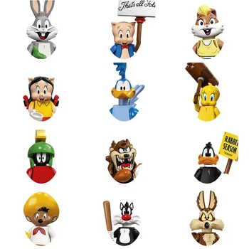 91001-91012 Animacinių Filmų Blokai Lėlės Bugs Bunny Duffy Antis Montavimas Minifigures Vaikų Montavimas Blokuoti Žaislai, Dovanos