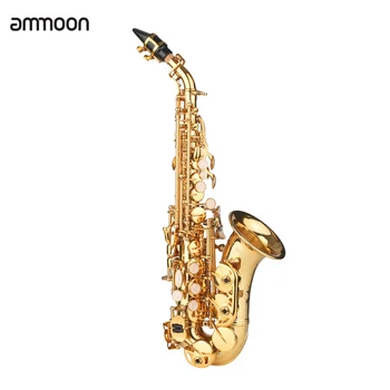Ammoon Bb Sopranas Saksofonas Aukso Lako Žalvario Sax su Priemonės Atveju Kandiklį Kaklo Dirželis Valymo Audinio Teptuku Pradedantiesiems