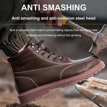 Apsauginiai batai vyriški PU dūriams atspariu darbo sportiniai bateliai vyrai plieno-konservatyvusis batai, darbo batai nesunaikinami saugos batai, vyriški batai