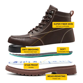 Apsauginiai batai vyriški PU dūriams atspariu darbo sportiniai bateliai vyrai plieno-konservatyvusis batai, darbo batai nesunaikinami saugos batai, vyriški batai Nuotrauka 2