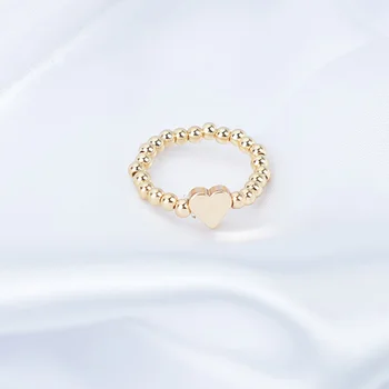 Aukso Sidabro Spalvos Karoliukais Elastiniai Žiedai Moterims Geometrinis Širdies Žiedas Vestuves Piršto Papuošalai Anillos Mujer