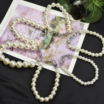 Aukštos Kokybės Dirbtiniais pearl puošnios dizaino moterų rankinės dirželio ilgis gali būti padaryta gana lady pečių maišą diržai Nuotrauka 2