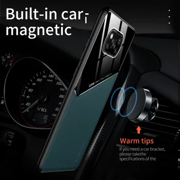 Automobilių Magnetinis Stiklo Odinis Telefono dėklas, skirtas XIAOMI Mi 11 Ultra 10 10T 9T Pro Lite Poco F3 F2 X3 GT NFC M3 Pro Dangtelį Nuotrauka 2
