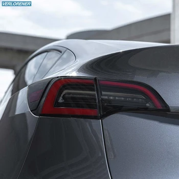 Automobilių Žibintų Apsauginės Plėvelės užpakalinis žibintas Rūkyti Juoda Spalva Wrap Vinilo Skaidrios TPU Įklija, Tesla Model Y 2020 2021 Nuotrauka 2