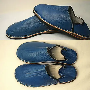 Babouche šlepetė vyrų Maroko batai avikailis odos šlepetės rankų leathe Nuotrauka 2