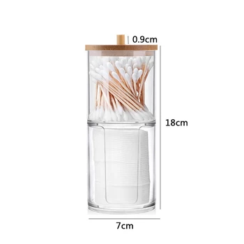 Bambuko Makiažas Medvilnės Tamponai Organizatorius Box Skaidri Kosmetika Medvilnės Šluostės Laikiklis Plastikinis Qtip konteinerių Vonios kambarys užrašinė#w
