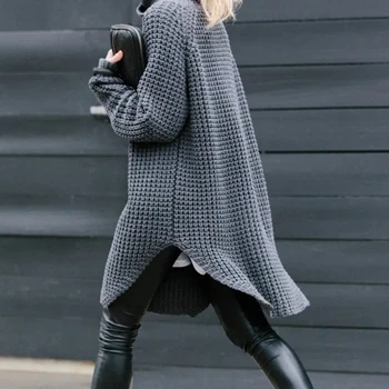 BOHO ĮKVĖPĖ Golfo džemperis moterims atsitiktinis ilgomis Rankovėmis megztiniai megztinis (puloveris) naujas negabaritinių megztinis korėjos ilgas megztinis moterims Nuotrauka 2