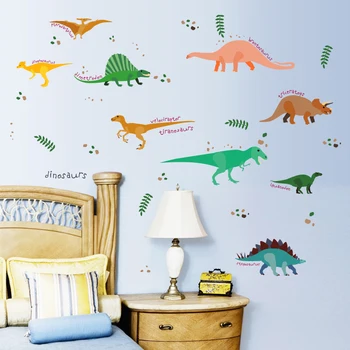 Dinos siena lipdukas dinozaurai namų dekoro, vaikų kambario sienos lipdukas zooyoo Nuotrauka 2