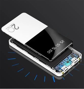 Galia Banko 20000mAh Išorės Baterija PoverBank su LCD Ekranu Powerbank Nešiojamas Mobiliojo telefono Įkroviklio Xiaomi 