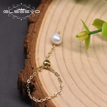 GLSEEVO Natūralių Gėlavandenių Perlų Žiedas Ponios Vestuvės Vestuvinis Vario Su 18k Auksu Bauda Prabangūs papuošalai 2020 GR0270