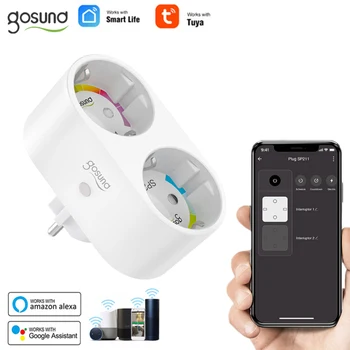 Gosund Tuya WiFi, Dual Jungiklis, kištukinis Lizdas Smart Plug Gosund /Smart Gyvenimas/TUYA Nuotolinio Laiko Valdymas Balsu Veikia Su Alexa 