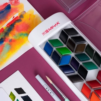 HIMI Akvarelės Dažų Rinkinys, Premium Watercolour Dažų Dėžutė su 36 Spalvų Pigmento,Akvarelės Popieriaus Bloknotas Nuotrauka 2