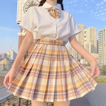 Japonų stiliaus kawaii gothique Kolegijos klostuotas sijonas e mergina saia xadrez lolita pledas cosplay kostiumas Sailor korėjos moteris, sijonai Nuotrauka 2