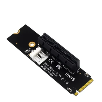 Juoda lenta NGFF M. 2 M2 Mygtuką M, kad būtų PCI-E 4X Riser Card Perdavimo Adapteris su LED Įtampos Indikatorius ETH GPU Miner Kasyba