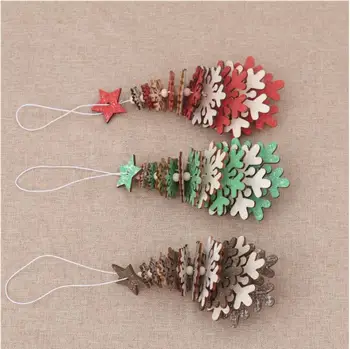 Kalėdų Karolius, Dekoratyviniai Kalėdų Eglutė Medinės Žvaigždės/Snaigės Formos Medžio Kabo su Ornamentu Apačioje Bell Kalėdos Prekes