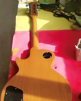 Kinijos gamyklos OEM Individualų Goldtop Ebony Fretboard Elektrinė Gitara Nuotrauka 2