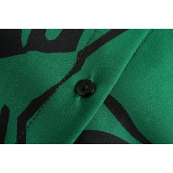 KONDALA Za 2021 M. Derliaus Elegantiškos Žalios Geometrinis Raukiniai Ilgi Marškinėliai-Suknelė Moterims ilgomis Rankovėmis Mados Rudens Suknelė Elegantiškas Vestidos