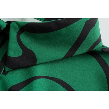KONDALA Za 2021 M. Derliaus Elegantiškos Žalios Geometrinis Raukiniai Ilgi Marškinėliai-Suknelė Moterims ilgomis Rankovėmis Mados Rudens Suknelė Elegantiškas Vestidos Nuotrauka 2