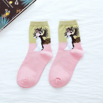 Mados moterų meno aliejaus tapybai kojinės laimingas hipster kojinės paauglių mergaičių naujiena spalvinga išgalvotas kojinės crazy juokingas, įdomus kūrybinis kojinės