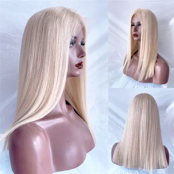 Pelenų Blond Nėriniai Priekiniai Žmogaus Plaukų Perukai Prieš Nupeštos Brazilija Remy Nėriniai Perukas Glueless Skaidri Žmogaus Plaukų Perukai Platinum Blonde #60 Nuotrauka 2