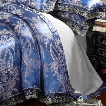 Prabangaus Šilko, Satino Žakardo 4pcs Patalynės komplektas queen ' king size Aukštos Kokybės namų lova nustatyti Antklode padengti paklode pagalvių Užvalkalai Nuotrauka 2