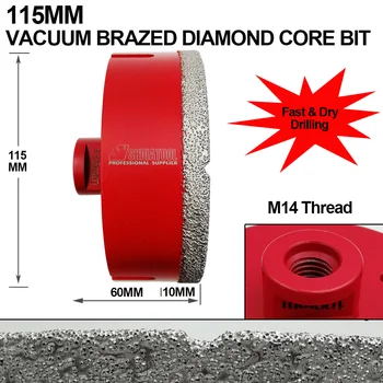 SHDIATOOL 115mm x 10mm Dulkių Brazed Diamond M14 Gręžimo Tiek Gręžimo Core Tiek, Granito, Marmuro, Keramikos dirbtinio akmens skylę pamačiau Nuotrauka 2