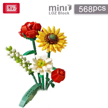 Techninės Idėjos Gėlių Puokštė Blokai Žaislas Romantiška Rožė Gėlių Plytų Namų Puošybai 