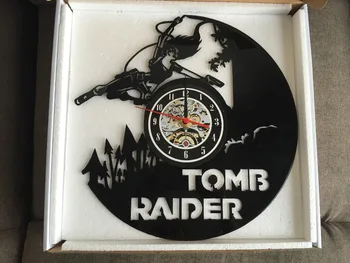 Tomb Raider Dovana Sieninis Laikrodis Vinilo Įrašas Meno Dekoro Derliaus reloj,sieninis laikrodis siųsti žadintuvas reloj didelis sieninis laikrodis duvar saati Nuotrauka 2