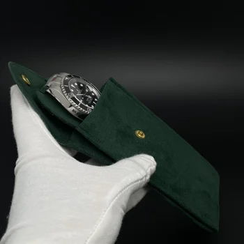 Top šlepetė, Žalia Žiūrėti krepšys, Originalus Apsaugos Kišenėje flanelė Dėklas Laikrodžiai Kišenės Žalia Saugojimo Maišeliai GMT dėžutę Nuotrauka 2
