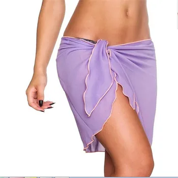 Žavesio Moterų Šifono Paplūdimio Bikini Padengti Iki Apvyniokite Šaliku Pareo Maudymosi Kostiumėliai, Sarongas Suknelė Nuotrauka 2