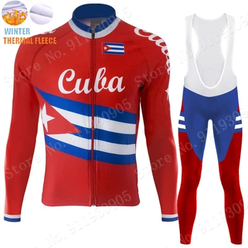 Žiemos Kuba Komanda 2022 Dviračių Džersis Nustatyti Vyriškos Aprangos Kostiumas ilgomis Rankovėmis MTB Dviračių Kelių Kelnės, kombinezonai su Antkrūtiniais Ropa Ciclismo Maillot